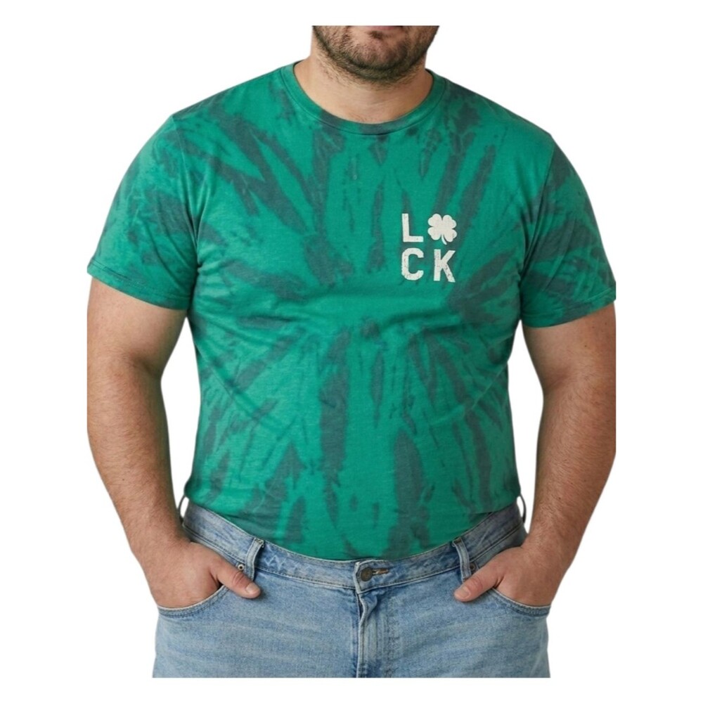 Lucky Brand XXL Tee Lucky Clover Tie Dye Graphic T-Shirt 2XL Cotton Jersey Knit